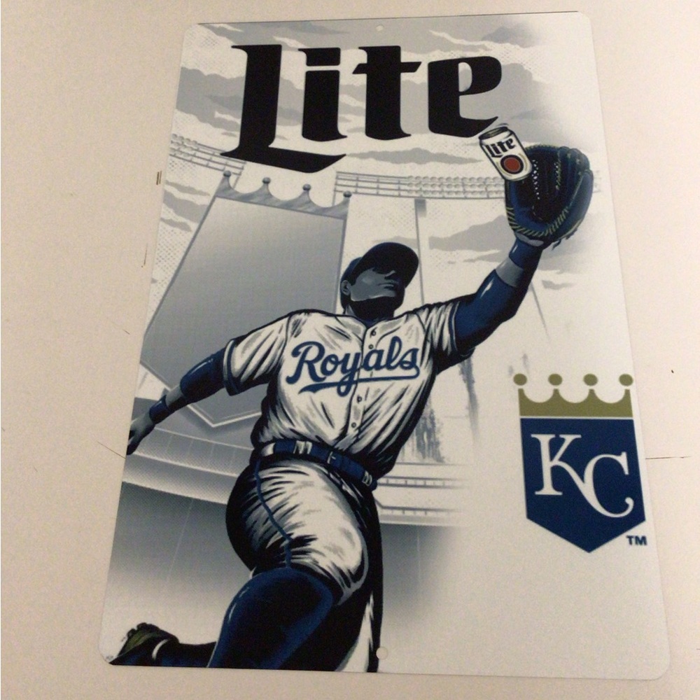 Kansas city Royals Miller Lite metal Beer Display sign